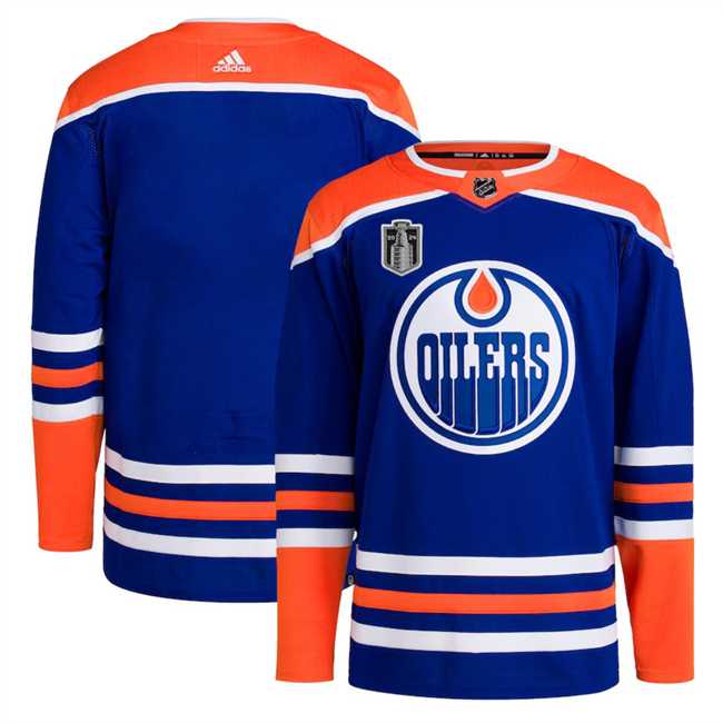 Mens Edmonton Oilers Blank Royal 2024 Stanley Cup Final Patch Stitched Jersey Dzhi